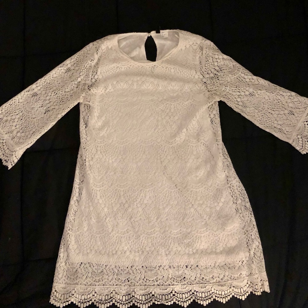 White Lace Girls Dress - Elegant Lace A-Line Dress